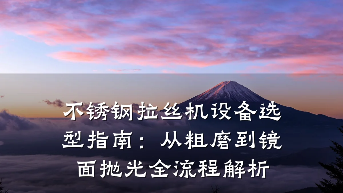 不锈钢拉丝机设备选型指南:从粗磨到镜面抛光全流程解析